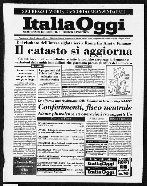 Italia oggi : quotidiano di economia finanza e politica